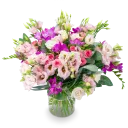 Flower of roses, freesias and lisianthus